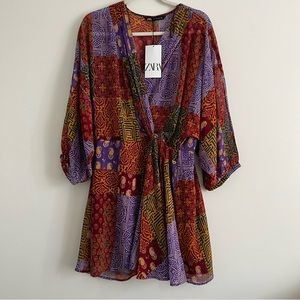 NWT Zara Patchwork Printed Dress